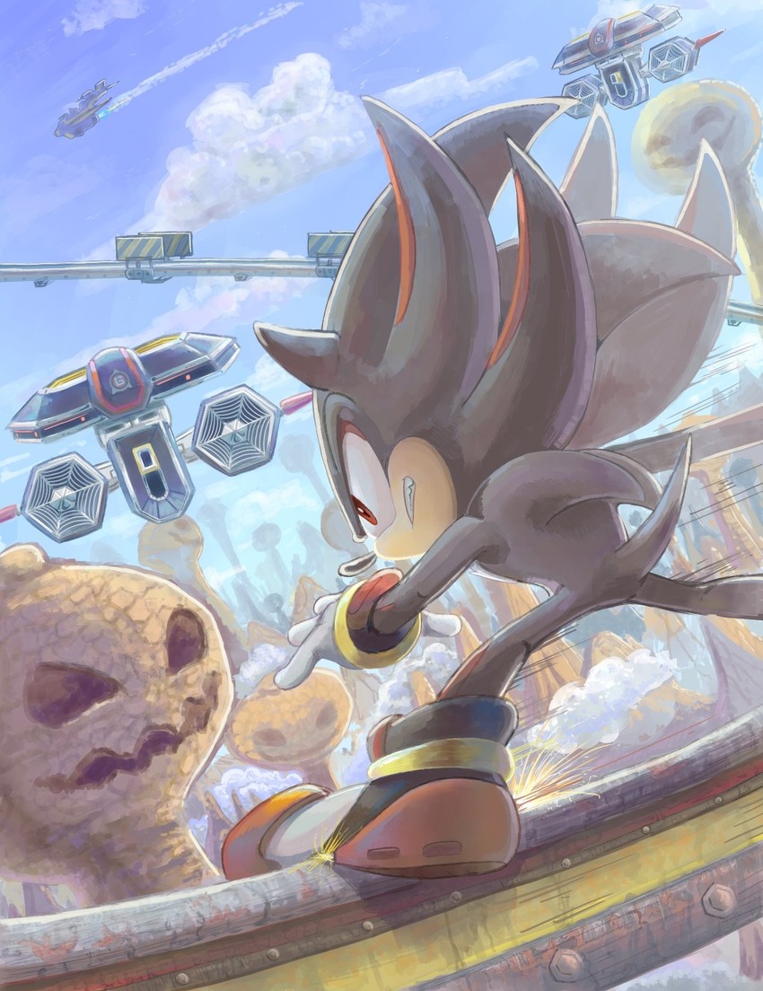 shadow the hedgehog and gun hawk (sonic and 1 more) drawn by nenikat