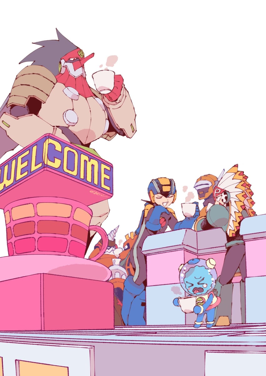 megaman.exe, tomahawkman.exe, aquaman.exe, tenguman.exe, dustman.exe, and 1 more (mega man and 2 more) drawn by nctn_patch