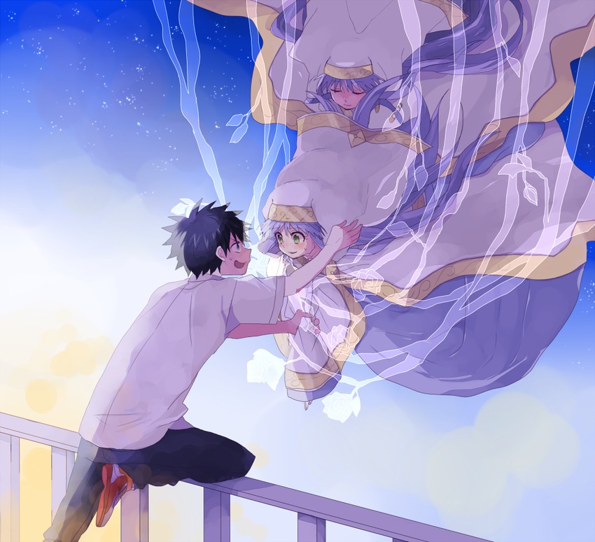 kamijou touma and index (toaru majutsu no index) drawn by niwatoriko