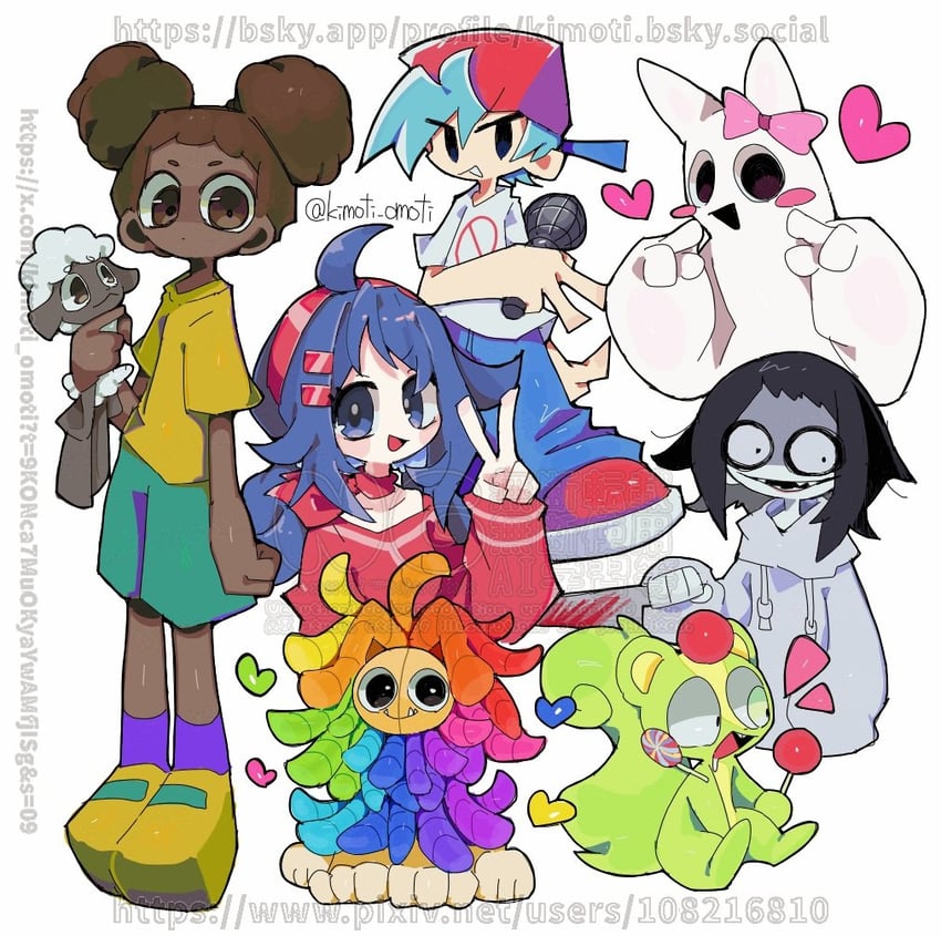 mita, crazy mita, boyfriend, jeff the killer, nutty, and 4 more (miside and 6 more) drawn by kimoti_omoti
