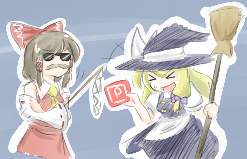 hakurei reimu and kirisame marisa (touhou) drawn by wool_(miwol)