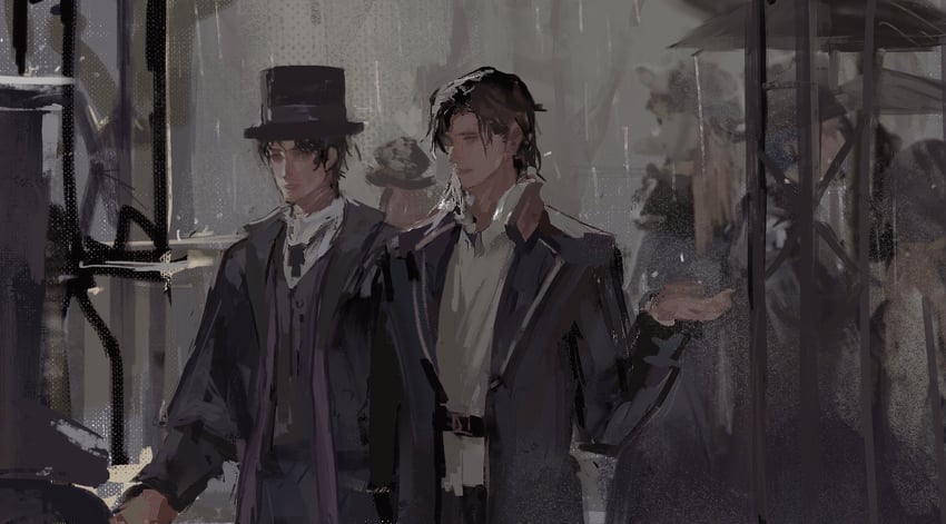 klein moretti and leonard mitchell (lord of the mysteries) drawn by ganbuganrangwochumeilin