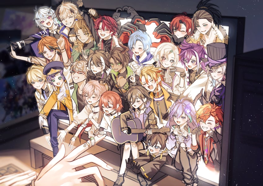gavis bettel, kageyama shien, astel leda, hanasaki miyabi, kanade izuru, and 19 more (holostars and 1 more) drawn by yu_yu_(yuyuuuu99550771)