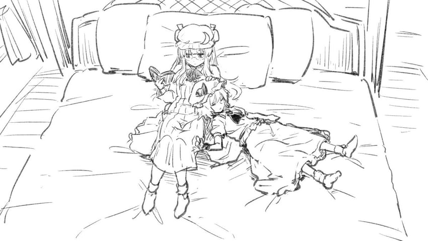 remilia scarlet and patchouli knowledge (touhou) drawn by leon_(mikiri_hassha)