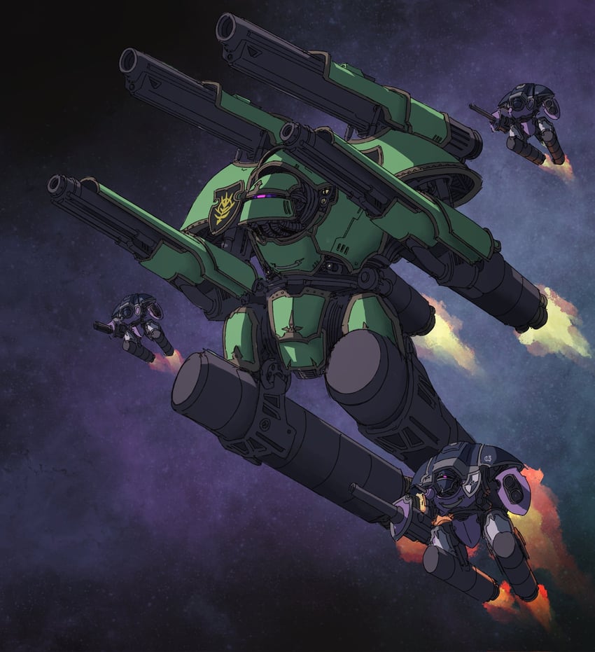 zaku ii (gundam and 2 more) drawn by nissetasss
