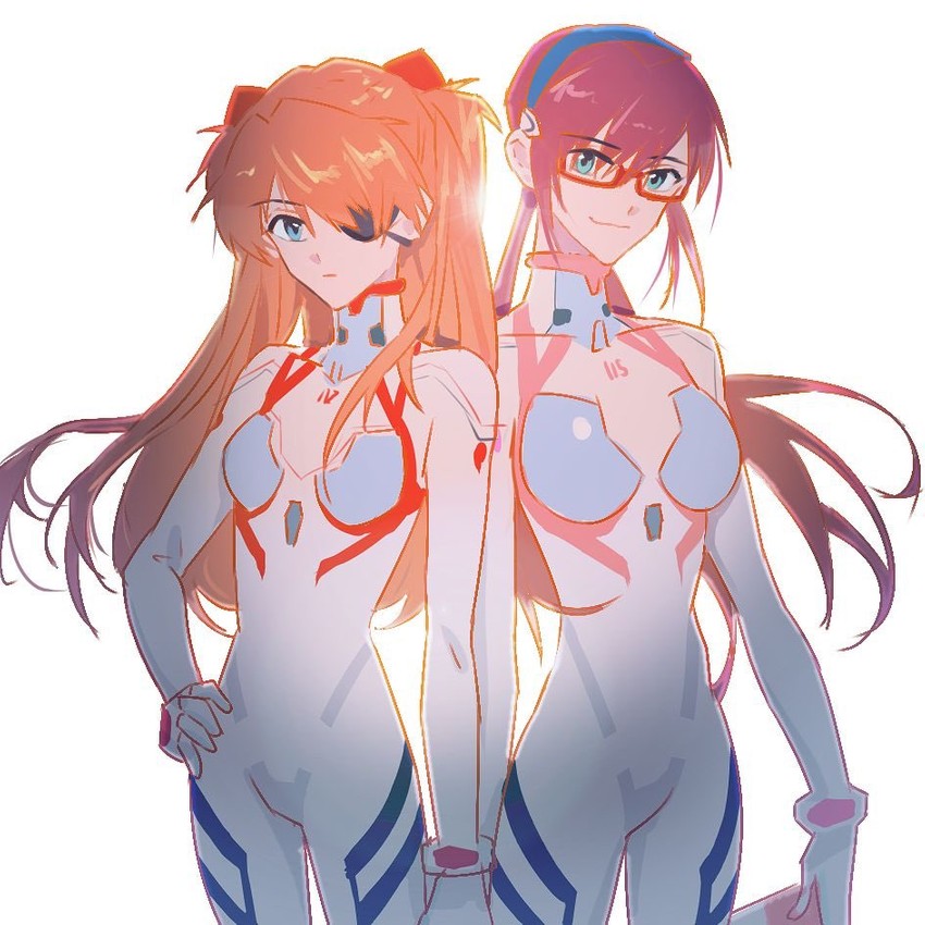 souryuu asuka langley and makinami mari illustrious (neon genesis evangelion and 2 more) drawn by bystander