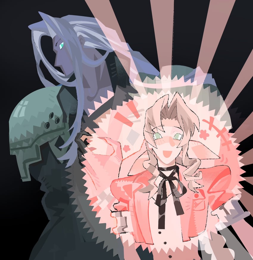aerith gainsborough and sephiroth (final fantasy and 1 more) drawn by jaysoysaucee
