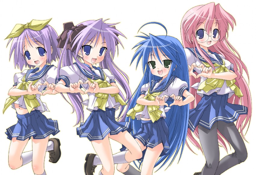 hiiragi kagami, izumi konata, hiiragi tsukasa, and takara miyuki (lucky star) drawn by mima_chi