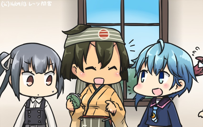 kasumi, hiryuu, kasumi kai ni, asagumo, minazuki, and 1 more (kantai collection) drawn by hamu_koutarou