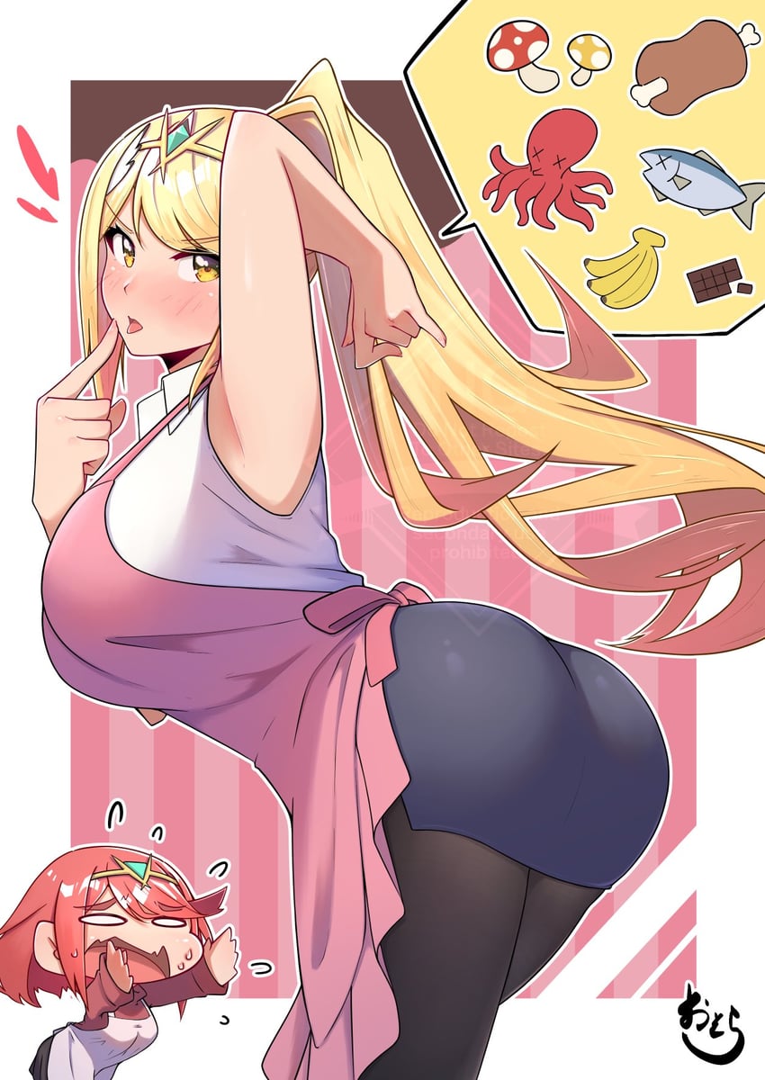 pyra and mythra (xenoblade chronicles and 1 more) drawn by osora_(judithandlilith)