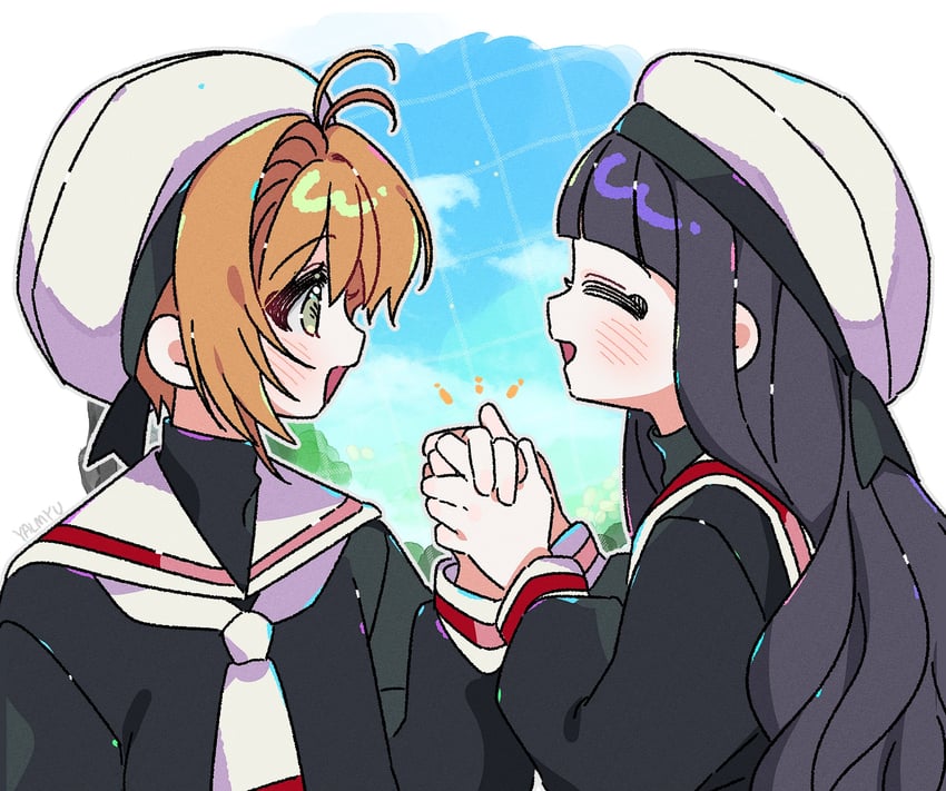 kinomoto sakura and daidouji tomoyo (cardcaptor sakura) drawn by yalmyu