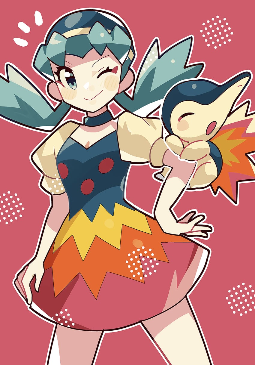 kris and cyndaquil (pokemon and 1 more) drawn by anidler91