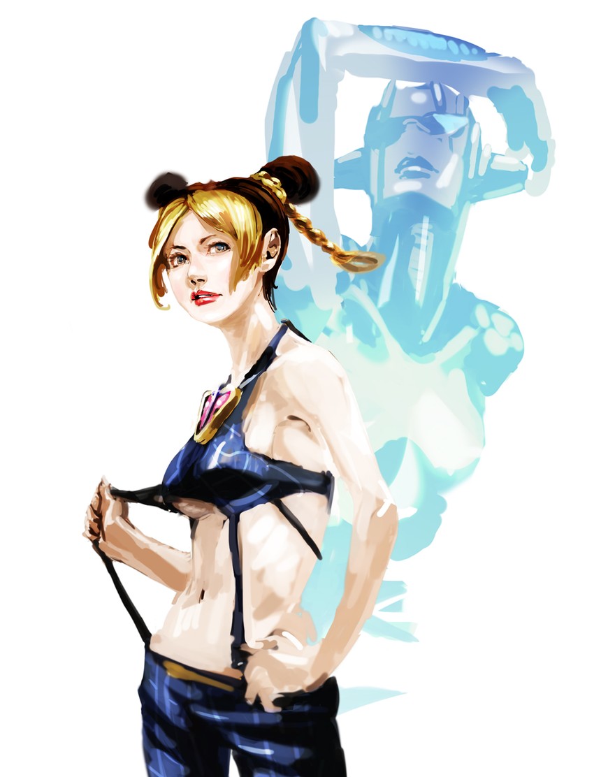 kujo jolyne and stone free (jojo no kimyou na bouken and 1 more) drawn by galious