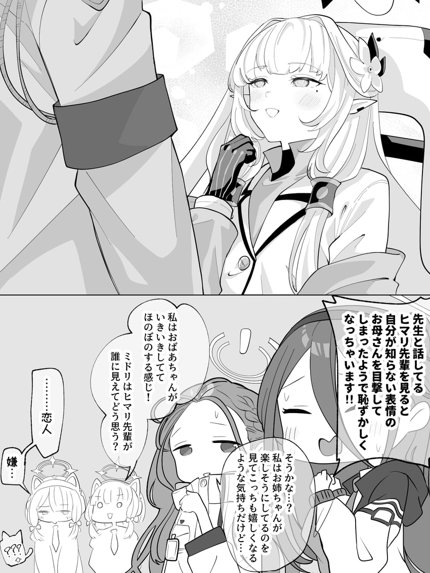 sensei, aris, momoi, midori, yuzu, and 2 more (blue archive) drawn by kaiyuugyo_(furafura_sunna)