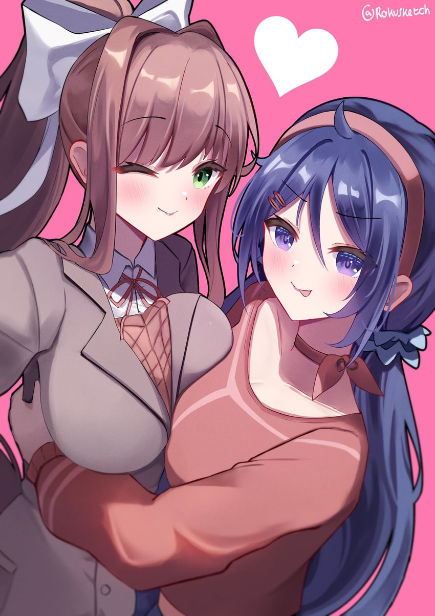 monika, mita, and crazy mita (doki doki literature club and 1 more) drawn by rokusketch