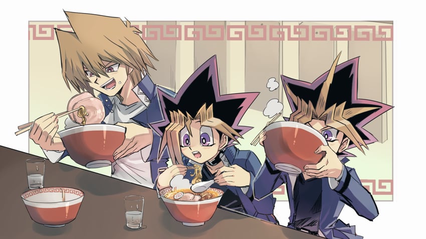 muto yugi, yami yugi, and jonouchi katsuya (yu-gi-oh! and 1 more) drawn by shi_(shooo_ttt)