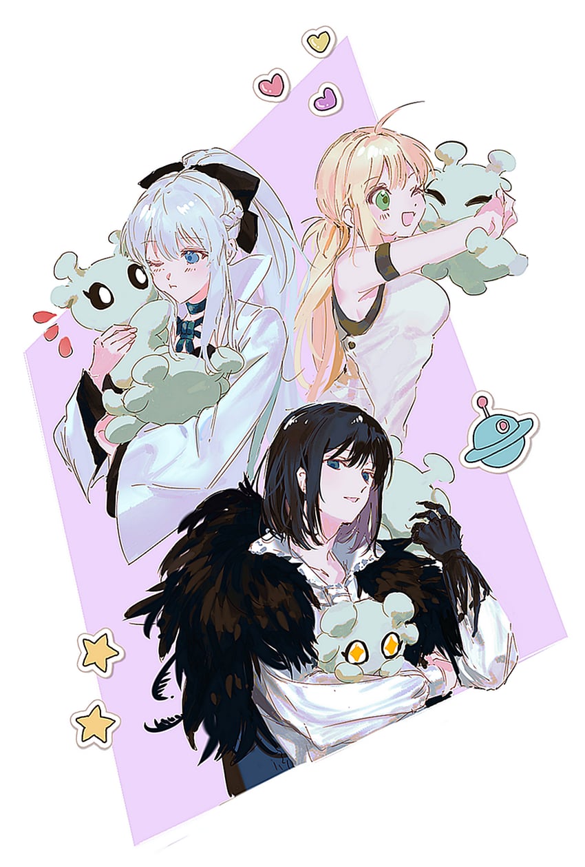 artoria pendragon, morgan le fay, artoria caster, oberon, and con (fate and 1 more) drawn by ss_un17