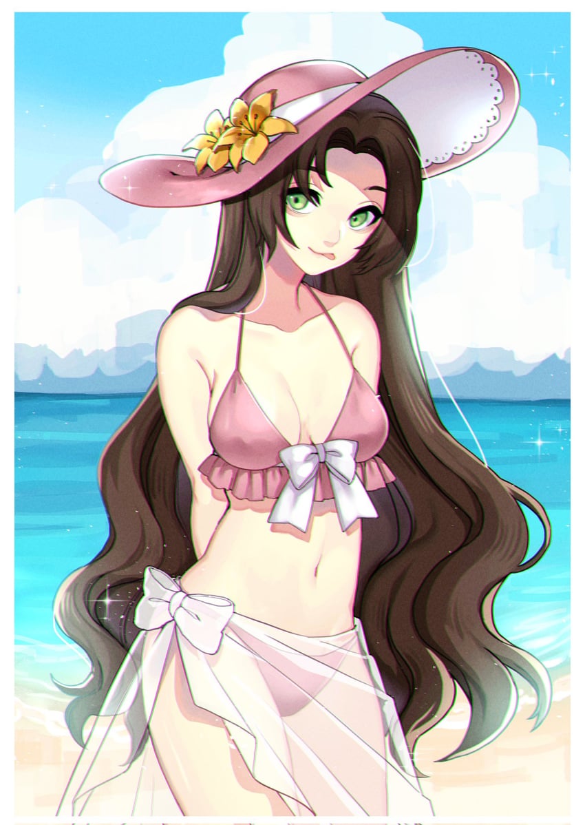 aerith gainsborough (final fantasy and 2 more) drawn by mochee_bi