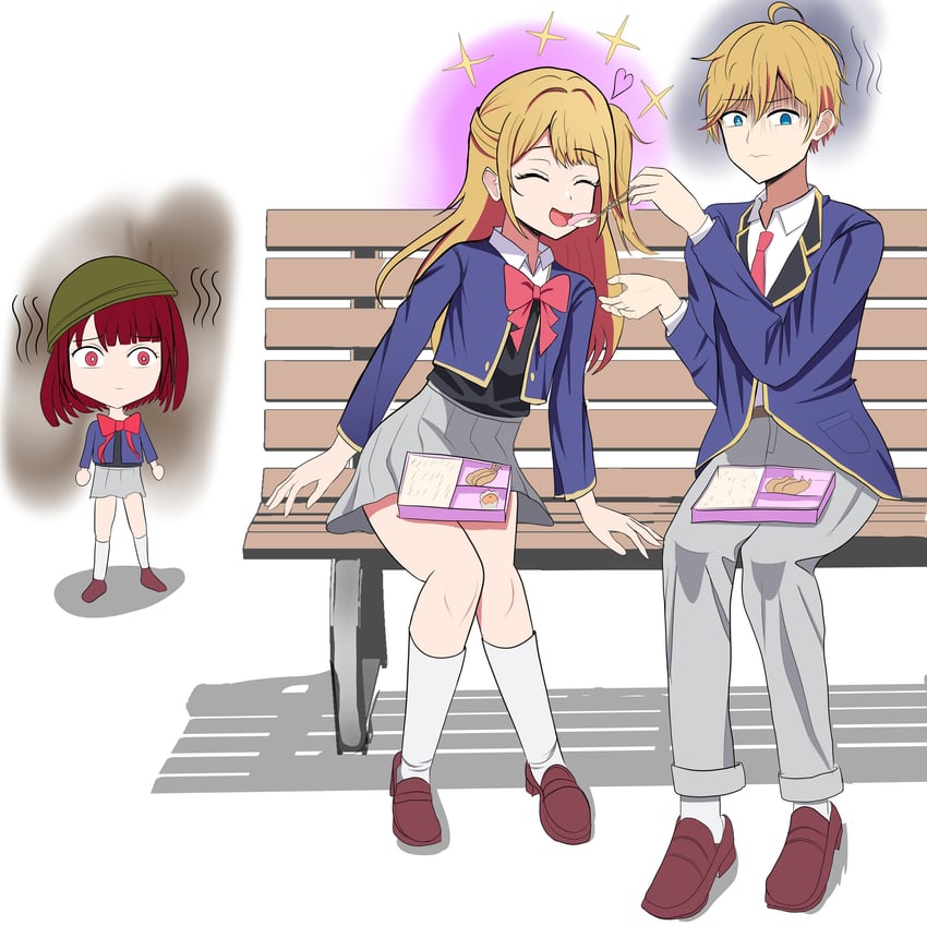 arima kana, hoshino ruby, hoshino aquamarine, and yard (oshi no ko) drawn by thousand and yissou_art