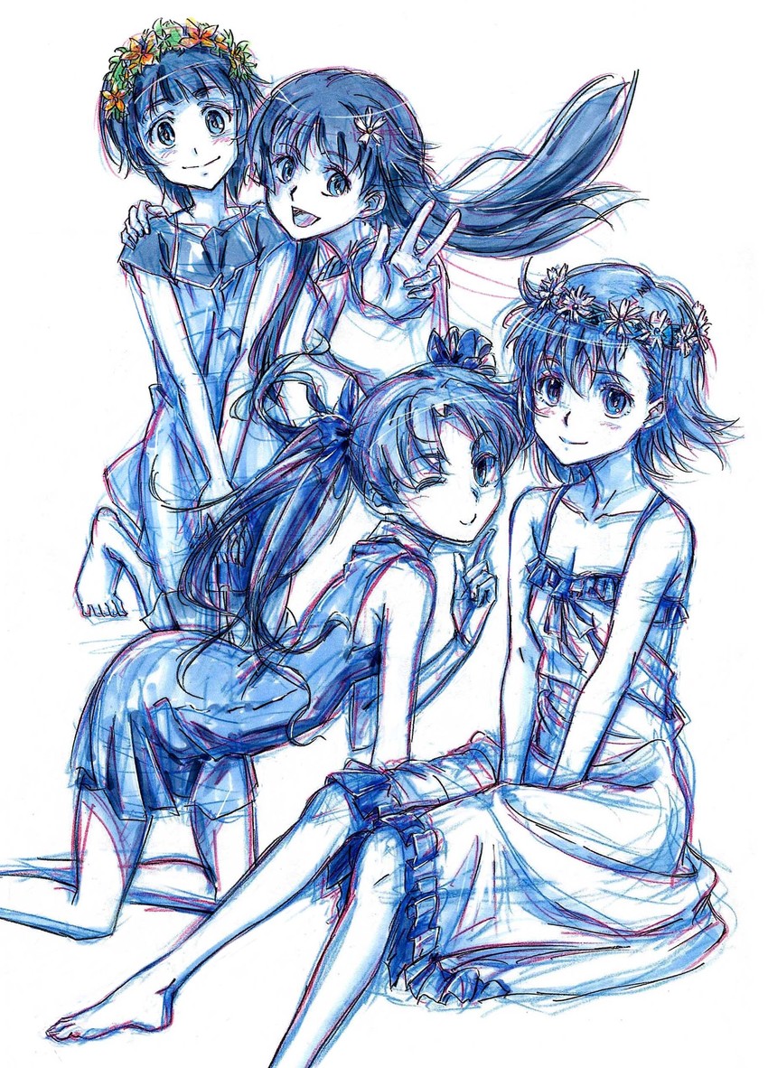 misaka mikoto, shirai kuroko, saten ruiko, and uiharu kazari (toaru majutsu no index and 1 more) drawn by gata2013