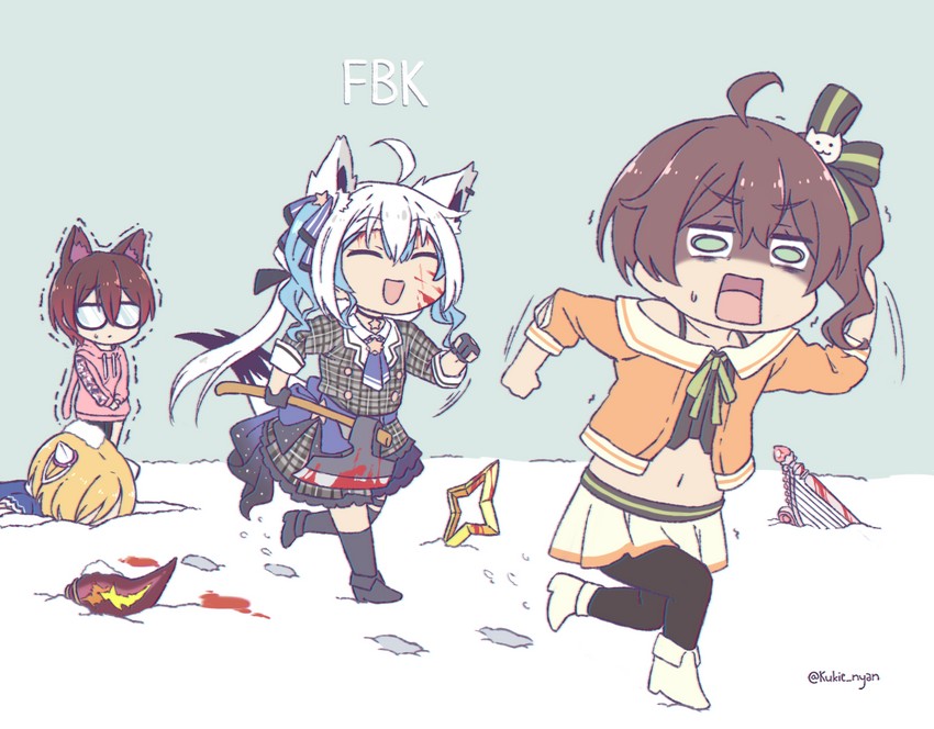 shirakami fubuki, hoshimachi suisei, amane kanata, kiryu coco, natsuiro matsuri, and 3 more (hololive and 1 more) drawn by kukie-nyan