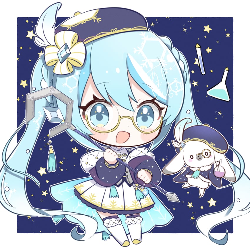 hatsune miku, yuki miku, and rabbit yukine (vocaloid) drawn by aobahosino