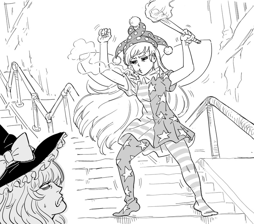 kirisame marisa and clownpiece (touhou and 3 more) drawn by bb_(baalbuddy)