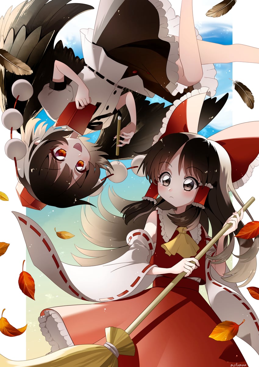 hakurei reimu and shameimaru aya (touhou) drawn by maa_(forsythia1729)