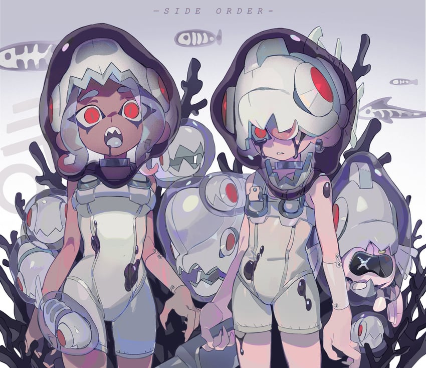 octoling player character, octoling girl, pearl, octoling boy, agent 8, and 4 more (splatoon and 2 more) drawn by yakiyori_0001