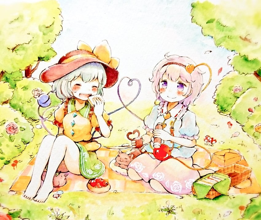 komeiji koishi, komeiji satori, kaenbyou rin, and reiuji utsuho (touhou) drawn by shiro_tsugumi