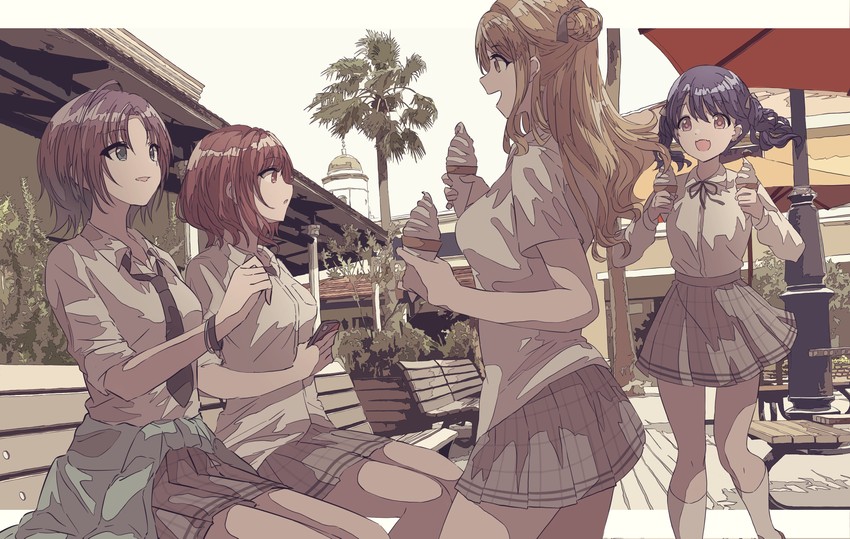 higuchi madoka, asakura toru, fukumaru koito, and ichikawa hinana (idolmaster and 1 more) drawn by urota_shimapann