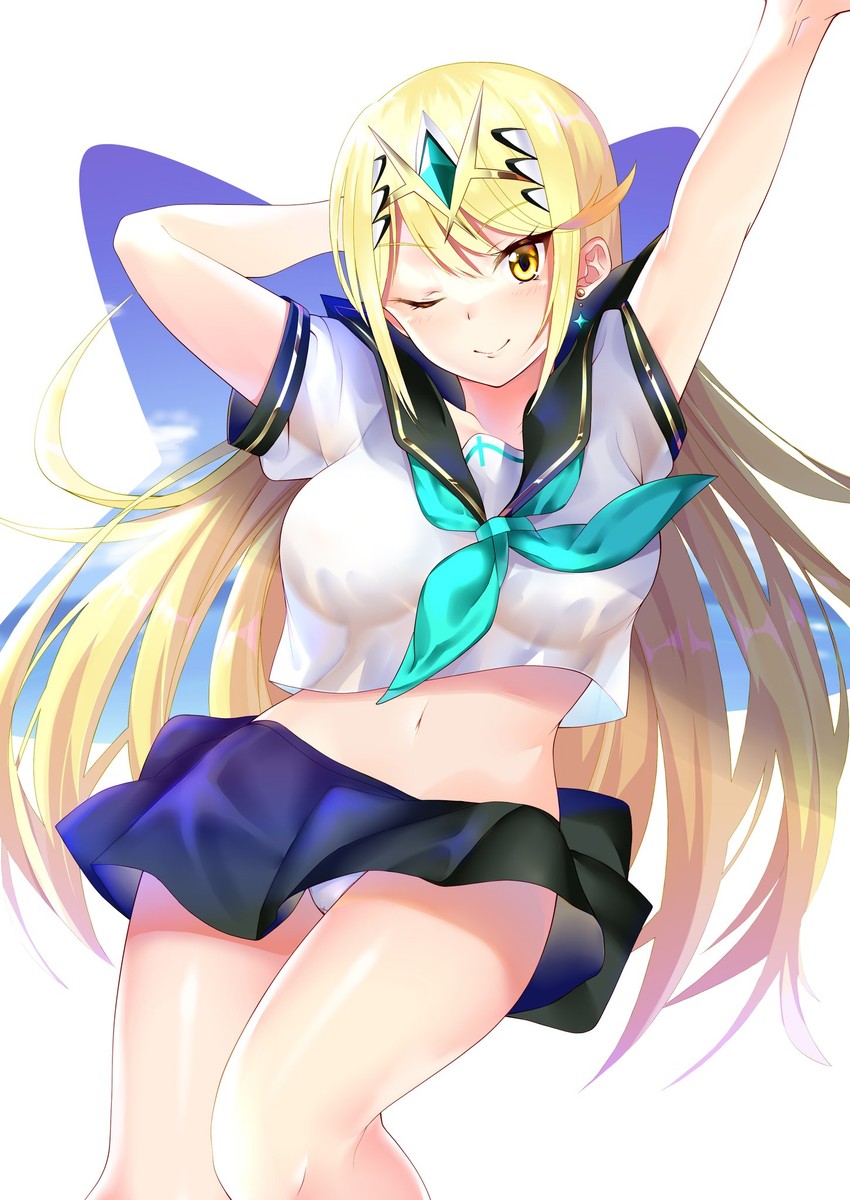 mythra (xenoblade chronicles and 1 more) drawn by daive