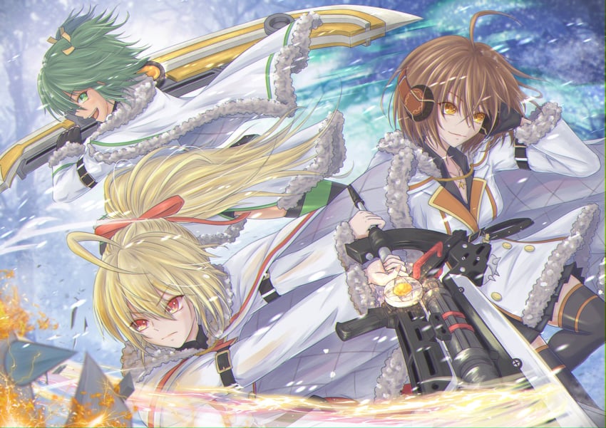ando tazusa, yoshimura thi mai, and kawamura yuzuriha (assault lily) drawn by yajiuma_no_jesse