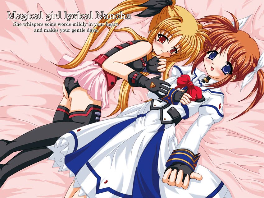 fate testarossa and takamachi nanoha (lyrical nanoha and 2 more) drawn by scarlet_(infinity)