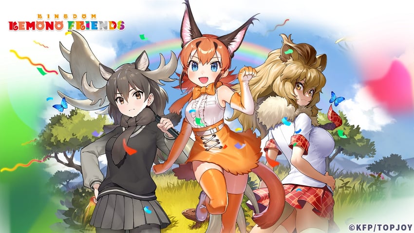 lion, caracal, and moose (kemono friends and 1 more)