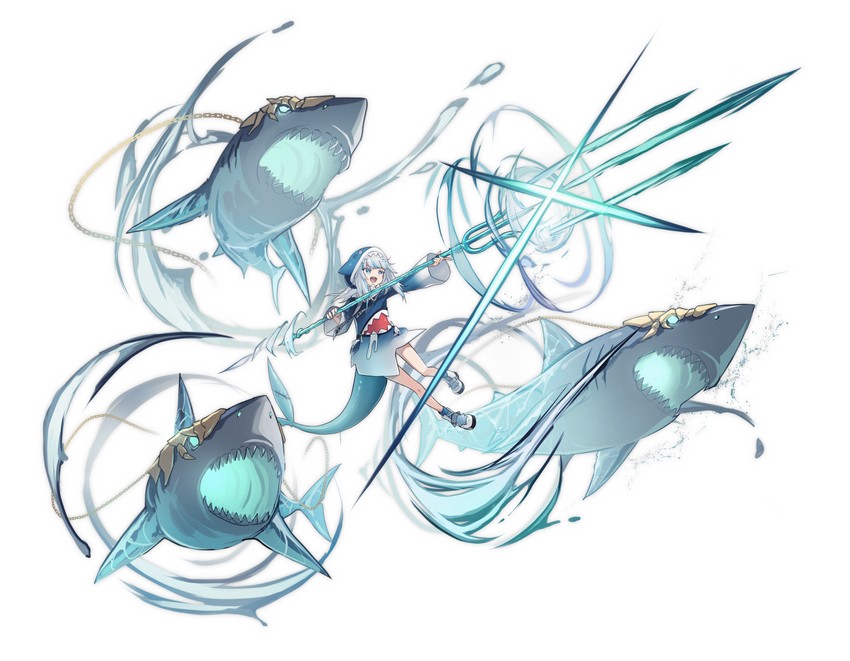 gawr gura (hololive and 1 more) drawn by einheadt
