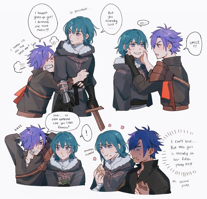 female byleth and male shez (fire emblem and 2 more) drawn by seirorath