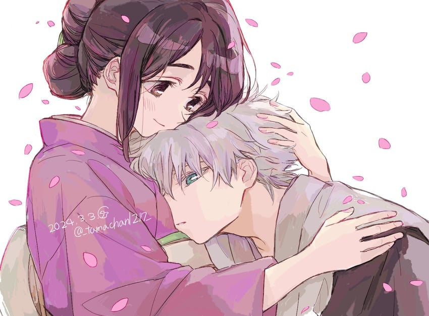 hitsugaya toushirou and hinamori momo (bleach) drawn by tama-chan_(momomomijisakura)