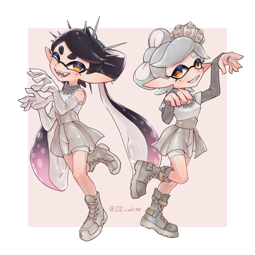 callie and marie (splatoon and 1 more) drawn by pikasyake