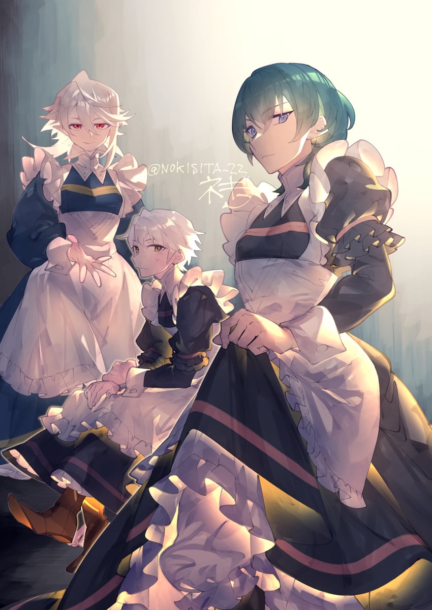 male byleth, male robin, and male corrin (fire emblem and 3 more) drawn by negiwo
