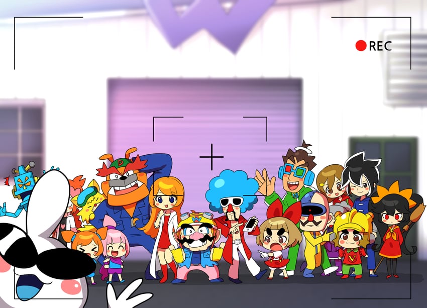 ashley, wario, mona, penny crygor, ana, and 12 more (warioware) drawn by offbeat