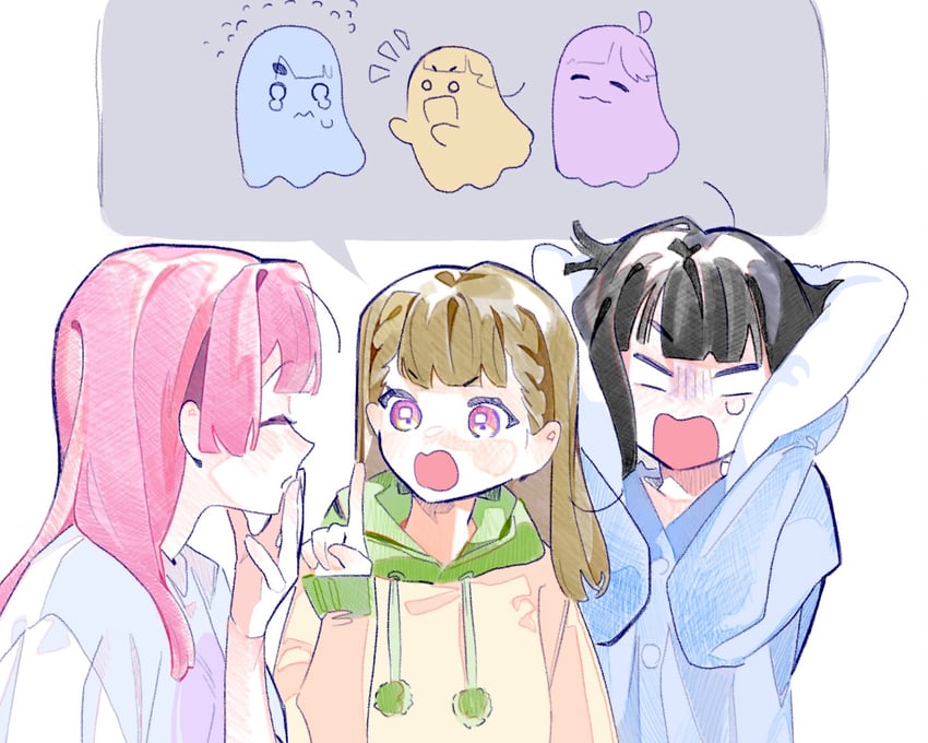 momose ginko, anyoji hime, and kachimachi kosuzu (love live! and 1 more) drawn by pipi_(m1x_mix)