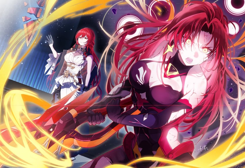 himeko, murata himeko, and tanaka rie (honkai and 2 more) drawn by tare_(tonikaku_magaru)