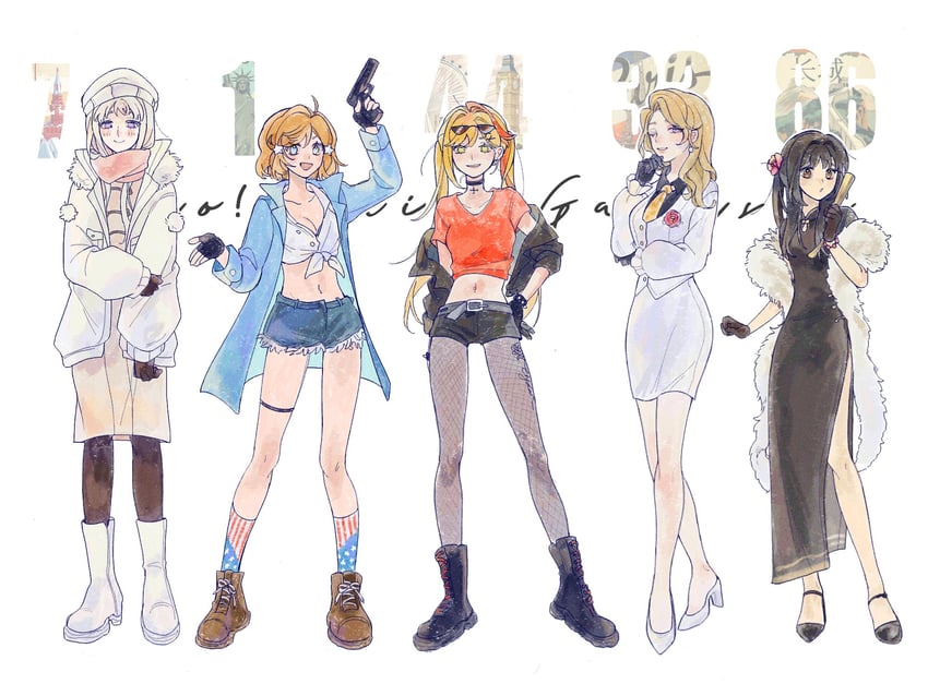 america, united kingdom, russia, france, and china (axis powers hetalia) drawn by scmoou