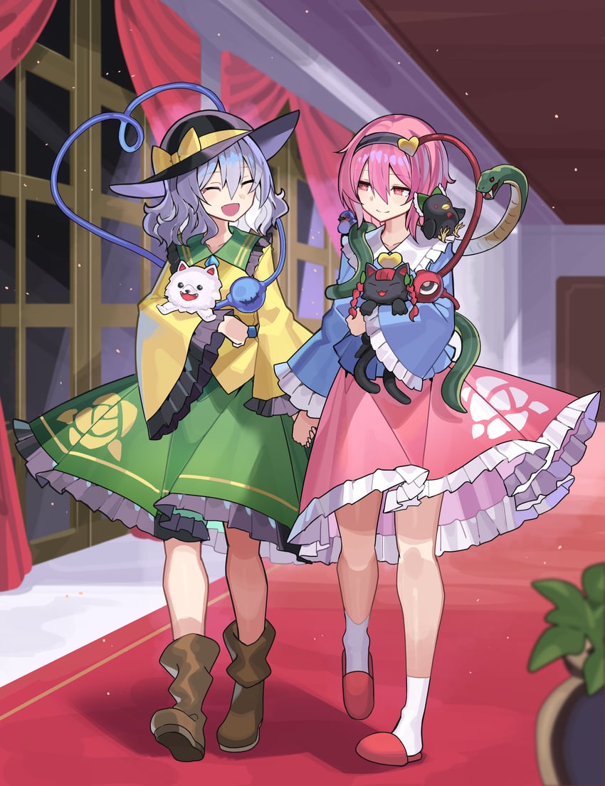 komeiji koishi, komeiji satori, kaenbyou rin, and reiuji utsuho (touhou) drawn by falken_(yutozin)