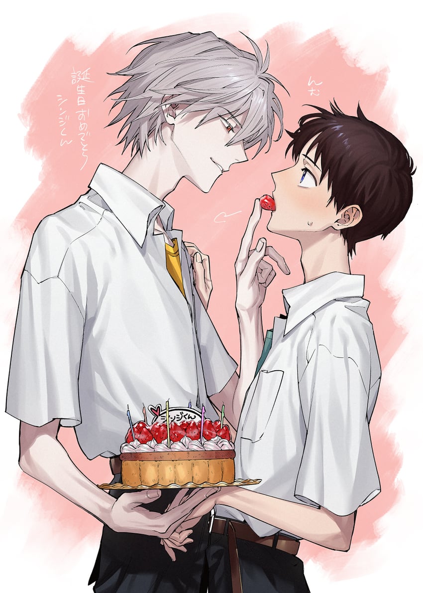 ikari shinji and nagisa kaworu (neon genesis evangelion) drawn by himo_(himodayoo)