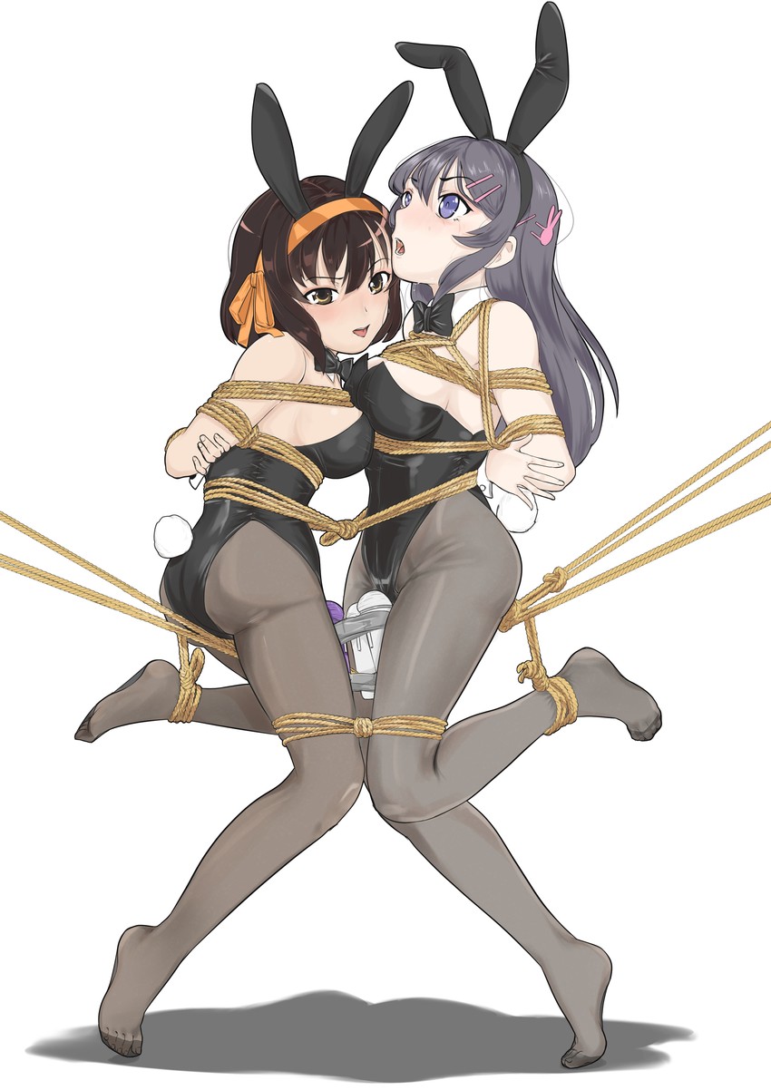 suzumiya haruhi and sakurajima mai (suzumiya haruhi no yuuutsu and 1 more) drawn by ivanfx