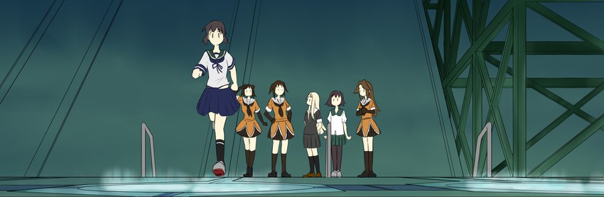 yuudachi, fubuki, sendai, naka, jintsuu, and 1 more (kantai collection) drawn by kogame