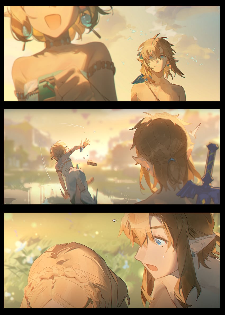 link and princess zelda (the legend of zelda and 1 more) drawn by tefco