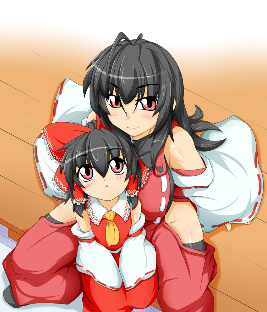 hakurei reimu and sendai hakurei no miko (original and 2 more) drawn by kokujuuji